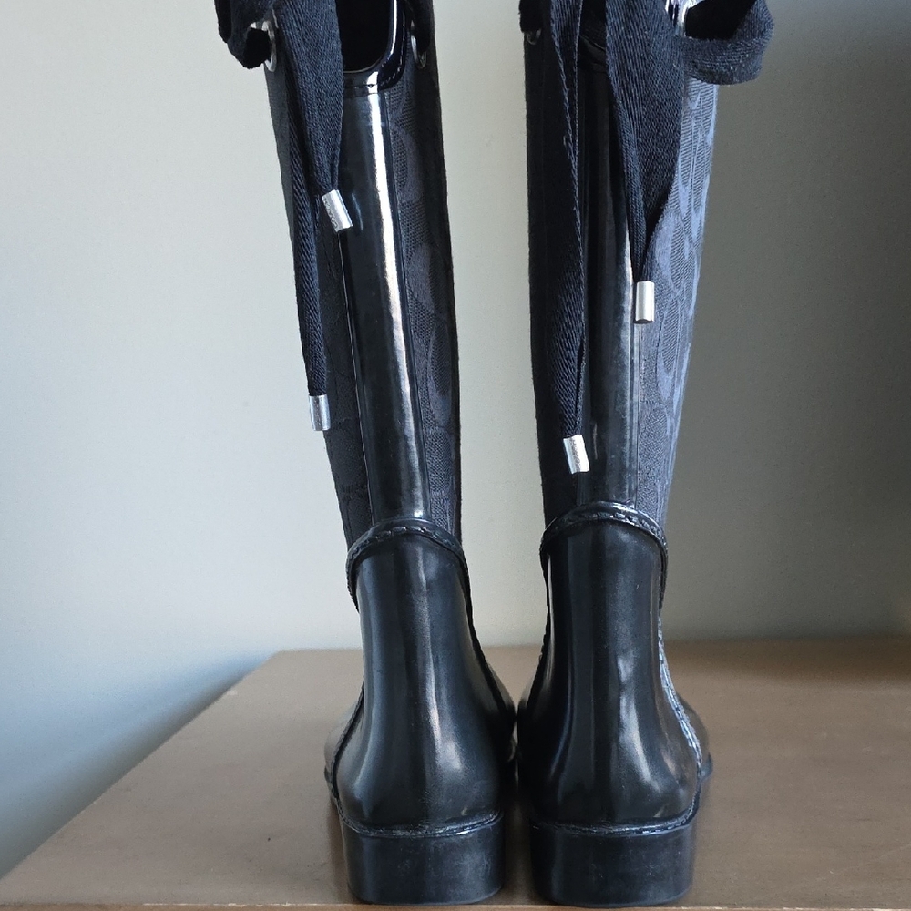 COACH | Tristee Lace-up Women's Black Rain Boots Size 7 - Picture 4 of 7